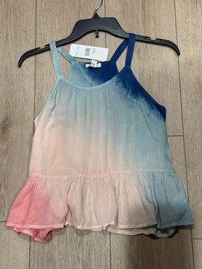 Ella Moss Girls tie dye Ombre Ruffle Cami - Blue & Pink, NWT, Sz 14 girls